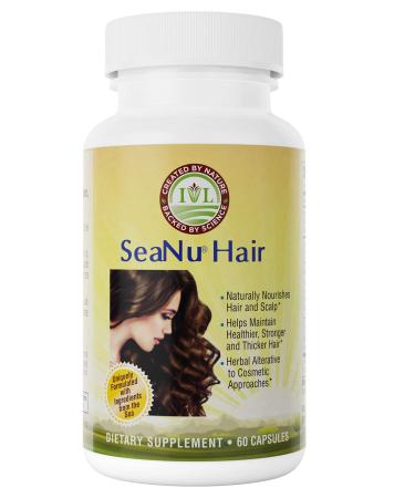 IVL SeaNU Hair Vitamins  with Biotin  Vitamin B3  Zinc  Saw Palmetto Berry Extract  Green Lipped Mussel  Herbal Extracts  for Hair Growth Support. 30 Day Supply (60 Capsules)