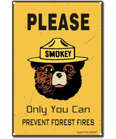 Tin Sign Please Smokey Bear Only You Can Prevent Forest Fires Vintage Retro Tin Metal Sign Plaque Pub Bar Wall Decor Poster Home Please Only You 8X12inch