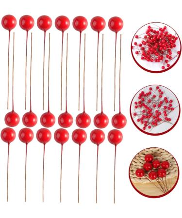 HOMSFOU 600 Pcs Artificial Berries Holly Berries Branch Artificial Red Berry Stem Artificial Holly Berries Round Ball Christmas Decor Christmas Tree Decorations Wreath Foam Cherry - Buy Online on GoSupps.com