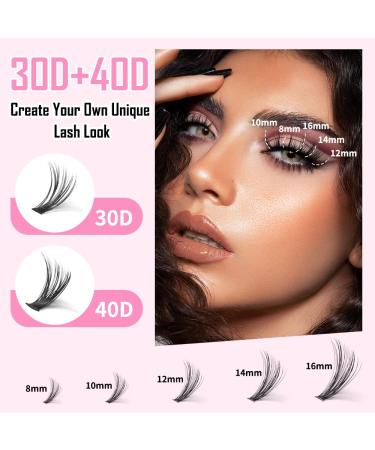DIY Lash Extension Kit - 200pcs Individual Cluster Lashes (30D & 40D 8-16mm) | D Curl Eyelash Extensions with Bond Seal & Applicator Tool - Perfect for Home Use - Buy Online on GoSupps.com