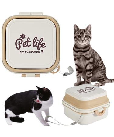 Portable foldable dog bowl collapsible dog bowl home tier bowl for outside with lid and carabiner 400+400 ml suitable for dogs - and cat walks travel or at home (white)