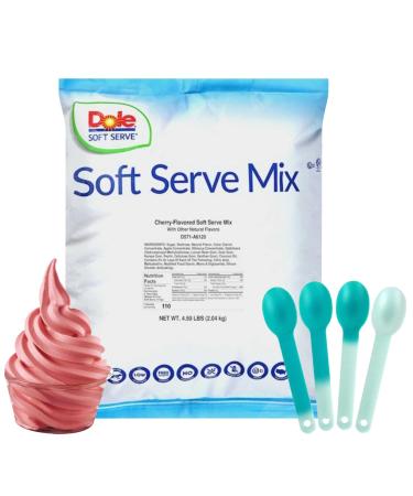 ZippySweets - Soft Serve Ice Cream Machine Mix Cherry Flavour Soft Serve Mix 4.5 Pound Bag with 4 Colour Changing Spoons - Enhance Your Ice Cream Experience!