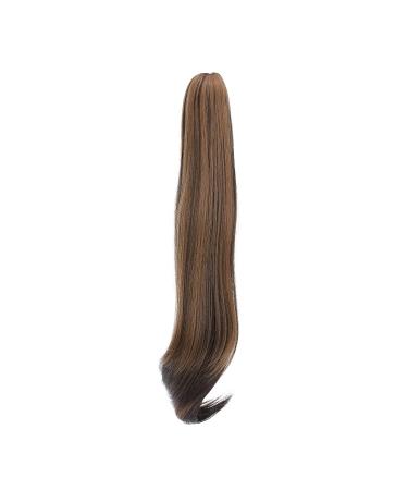 Curly Clip-In Ponytail Extensions - 55cm Wavy Synthetic Hair for Women - Dark Brown & Sandy Blonde - Buy Online on GoSupps.com