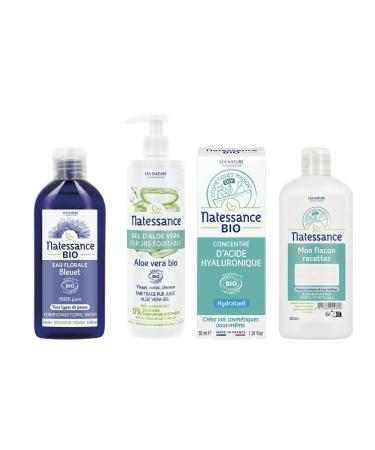 NATESSANCE | Organic Blueberry Floral Water Eye Contour Lotion | DIY Home Cosmetics Kit | Daily Care | Refreshes & Soothes the Eye Area | Recipe Booklet + Free Empty Bottle 250 ml