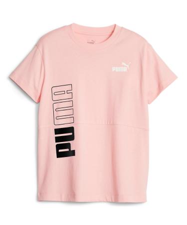 PUMA Girls Power Colorblock Tee G Shirt Peach Smoothie