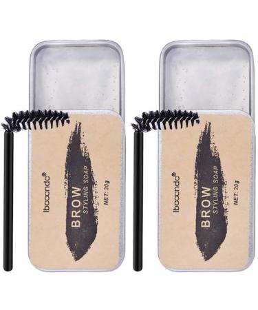 Lurrose 2PCs eyebrow soap kit brow styling soap gel long eyebrow setting gel waterproof eyebrow color make-up balm pomade with brush eyebrow trimmer