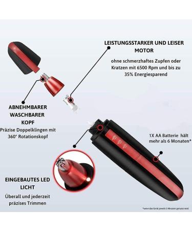 Nose Hair & Eyebrow Trimmer for Men - Waterproof Painless Easy to Clean Portable Battery Operated (Black - Buy Online on GoSupps.com