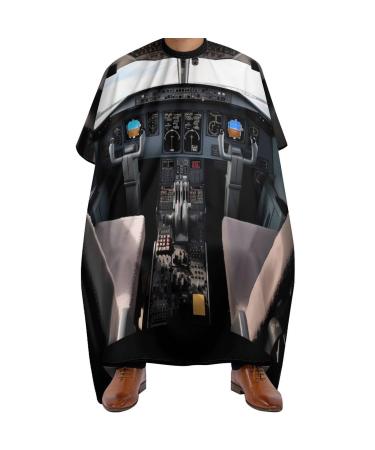 Airplane Cockpit Barber Cape for Men Women Waterproof Hair Cutting Cape Salon Cape with Adjustable Snap Closure Hair Cutting Accessories