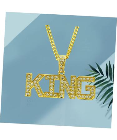 VALICLUD Fashion Pendant for Men Mens Chain Necklaces King Pendant Diamond Hip Hop Gold Chain Letter Man - Buy Online on GoSupps.com