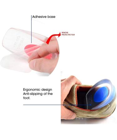 Silicone Gel Heel Cups for Plantar Fasciitis & Heel Pain Relief - Set of 3 Gel Heel Cushions - Shock Absorbing Support for 7.5-10.5 Women & 6-9 Men - Buy Online on GoSupps.com