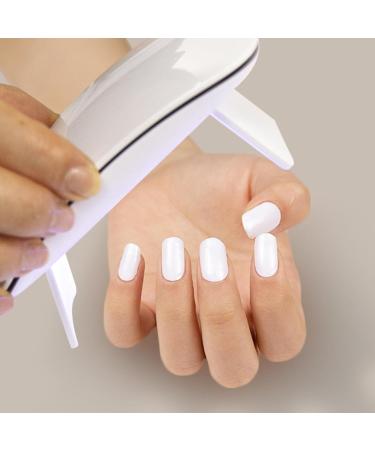 20pcs Semi Cured Gel Nail Strips - Pure White Nail Polish Stickers | Long Lasting Full Nail Wraps with Nail File | Compatible with UV Lamps - Buy Online on GoSupps.com