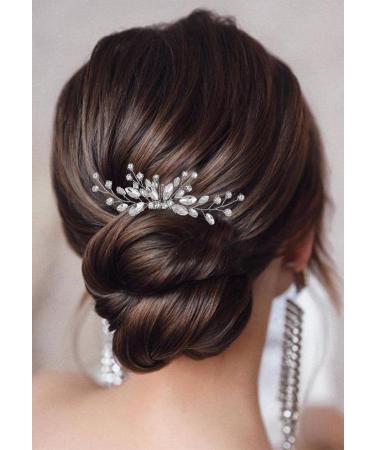 Catery Crystal Bride Hair Comb Rhinestones Bridal Hair Piece Headpiece Wedding Hair Accessories for Women and Girls (A-Sliver)