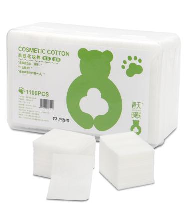 Cotton Pads Face Make-Up Remover Pads Facial Lip & Eye Nails 100% Vegetable Fiber Hypoallergenic Linght & Thin Lint-Free Squares 2.36 x 1.97 (1100 Count) 1100pcs in Box-packed