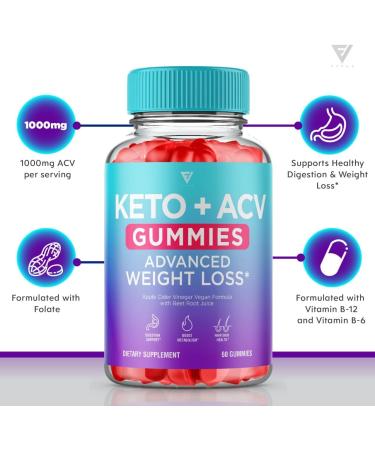 Keto ACV Gummies for Weight Loss - Advanced Formula with Apple Cider Vinegar - 120 Gummies - Appetite Suppressant for Women - Oprah Winfrey Diet Approved - Buy Online on GoSupps.com