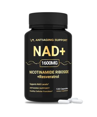 NAD Supplement 1600mg NAD+ with Resveratrol & Nicotinamide Riboside Anti-Aging Support Cellular Energy & Mental Clarity Support Vegan Non-GMO 120 Capsules