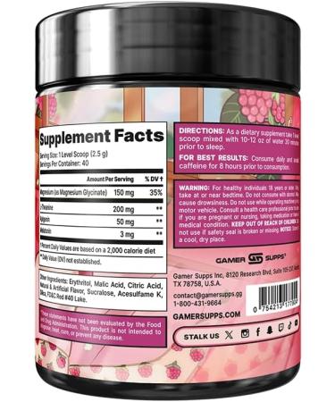 Gamer Supps AFK+ (with Melatonin): Razzz Berry Sorbet - 40 Servings - Keto Friendly Magnesium-Focused Sleep Support Supplement Apigenin Sugar Free - Buy Online on GoSupps.com