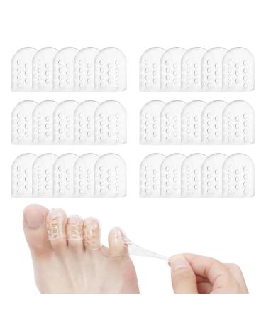 30 Pcs Silicone Anti-Friction Toe Protector Breathable Gel Toe Protector Little Toe Cover Protectors Caps for Men and Women Toe Sleeves with Hole to Protect Toe from Rubbing Corns Blisters etc