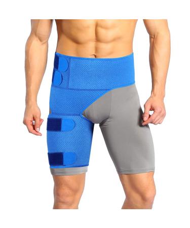 Hamstring Support Groin Support Commpression Thigh Wrap with Anti-Slip Lining and Elastic Strap for Men and Women Effectively Relief Pulled Groin Muscle Sprains Quadricep and Tendinitis