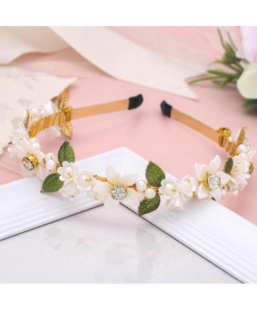 IYOU Bridal Wedding Headbands Gold Flower Hair Bands Leafs Bride Bridesmaid Hair Accessories for Women and Girls - Buy Online on GoSupps.com