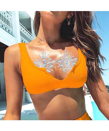 Chicque Rhinestone Body Jewels Set - Festival Mermaid Chest & Crystal Face Stickers for Women and Girls - Rave Party Jewelry (2PCS) - Buy Online on GoSupps.com