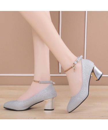 BEAUTYVAN Womens Latin Dance Shoes - Mid-High Heels, Breathable & Comfortable - Silver 5 Wide - Buy Online on GoSupps.com