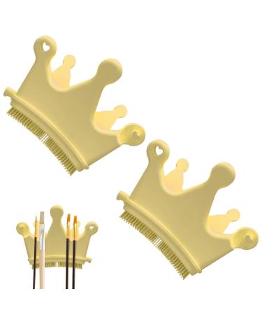 Nail Dust Brush Silicone Finger Nail Separators for Manicure Finger Separator Nail Dusting Brush Nail Gel Polish Pen Brush Stand for Nail Salon Yellow