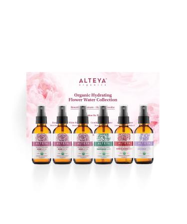 Alteya Bio Hydratant Flower Water Spray Collection 6 psc x 60ml - 100% USDA Certified Bio Pure Natural Flower Water Distill e la vapeur et Vendue directement par le Rosier Alteya Organics