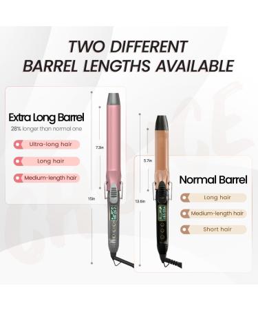 Extra Long Barrel Curling Iron 1.5 Inch - Dual Voltage Travel Hair Curler with LCD Display Protective Glove & Clips - Perfect for Long Hair Waves - Buy Online on GoSupps.com