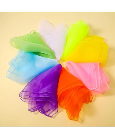 Fanshionide 12 Pieces Colorful Dance Chiffon Scarves - 60x60cm Juggling Towels for Kids & Adult Performances | Perfect for Kindergarten Shows & Sensory Play - Buy Online on GoSupps.com