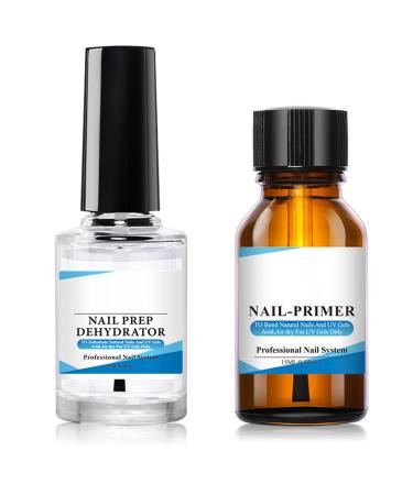 Nail Primer & Nail Prep Dehydrate Set Nail Art Base Gel For UV Nail Polish Fast Dry Bonding Helper Dehydrator Primer Acid Free Superior Nail Balancer For Women 2x15ml
