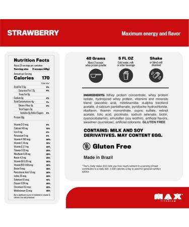 Whey Protein Powder Strawberry Flavor | 1.98lbs Concentrate & Hydrolyzed Isolate | Keto Friendly Low Carb for Muscle Growth & Recovery - 23 Servings - Buy Online on GoSupps.com