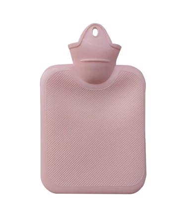 Hot Water Bottle 500ML Natural Rubber Mini Hot Water Bag 0.5L Comfort Warmth Leak Proof Water Bottle for Cozy Night Pain Relief Waist Back Neck Legs Shoulders Back & Feet Warmer (Pink) Pink Medium