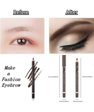 Mysense 12 PCS Dark Brown Eyebrow Pencil Set Waterproof Eyebrow Pen Long Lasting Eyeliner Professional Eye Makeup Brow Tint Pen(Dark Brown-12PC) - Buy Online on GoSupps.com