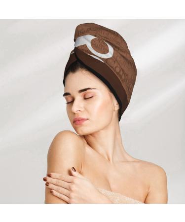 Hair Towel Wrap - Quick Drying Hair Turban with Button | Coffee Cafe Cup Design - Buy Online on GoSupps.com