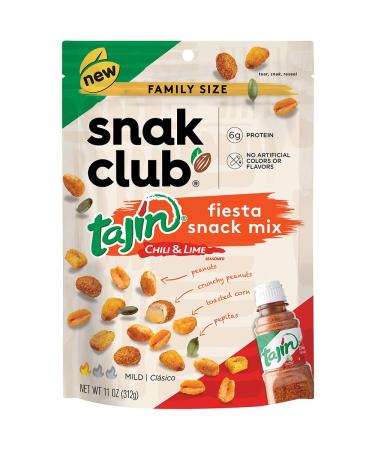 Snak Club Tajin Fiesta Snack Mix Chili & Lime Flavored Peanuts Pepitas & Corn Crunchy Snacks Mild in Heat Bold in Flavor 11oz Resealable Bag Lime 11 Ounce (Pack of 1)