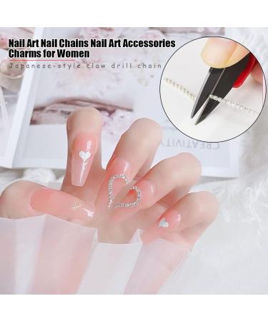 Nail Art Chains 6 Strips Gold Silver Rhinestone Pearl Metal Chains Nail Art Charms Punk Nail Decorations Nail Art Studs for Women Girls Manicure Design DIY Crafts - Buy Online on GoSupps.com