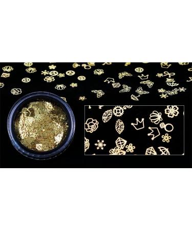 1 Box Hollow Nail Art 3D Decorations Thin Wheel Flower Heart Different Shapes Gold Metal 3d Nails Studs Accessories Supplies Manicure Design Tools - Buy Online on GoSupps.com