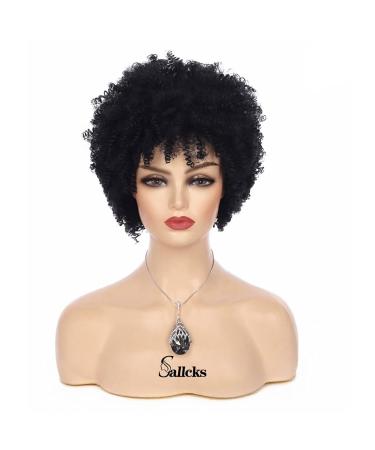 Short Black Kinky Afro Wig for Black Women - Natural Synthetic Curly Wig with Wig Cap - Buy Online on GoSupps.com
