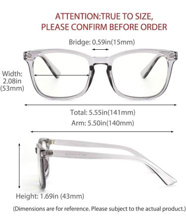 Cyxus Blue Light Filter Glasses - Anti-Blue Light Eyewear for Laptops Smartphones & Tablets - 8082 Bright Gray - Buy Online on GoSupps.com