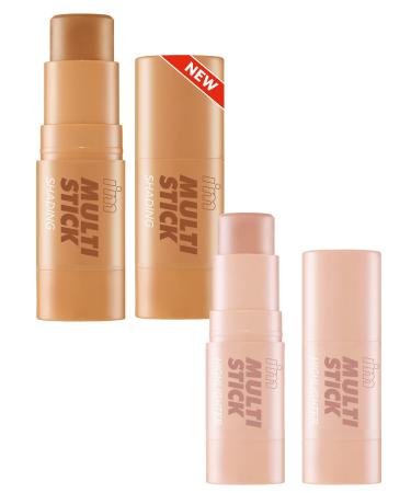 I'm Meme Contour Stick for Face - I'm Multi-stick Shading 001 Bronzer 0.24 Oz + Highlighter Stick for Face - I'm Multi-stick 001 Champagne Gold 0.25 Oz Bundle