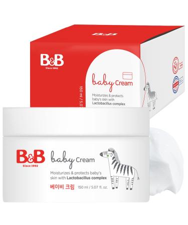 B&B Baby Cream - Intensive Moisturizing Cream for Babies -Delicate Skin Baby Cream with Jojoba Oil & Shea Butter   Non Greasy Dry Skin Moisturizer   Allergen Free Mild Citrus Scent  5.07oz.