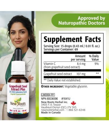 NEW ROOTS HERBAL Grapefruit Seed Extract Drops (1 Fl OZ) + Vitamin C | Super Concentrated Grapefruit Seed Extract Liquid Tincture | Gluten Free, Non-GMO - Buy Online on GoSupps.com