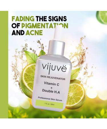 Vijuve Vitamin C Face Serum with Hyaluronic Acid & Collagen Peptides - All Skin Types Made in USA 1 Oz - Buy Online on GoSupps.com