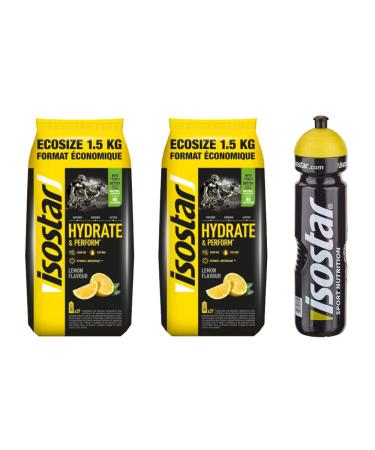 Isostar set |Hydrate & Perform ISO Drink |Isotonic beverage powder |Electrolyte powder to support sporting performance |Electrolyte powder 3 Set - lemon 3 -part set