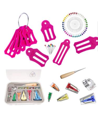 HONEYSEW Single Double Fold Bias Tape Maker Tool Kit Set Fabric Jelly Roll Sasher Tool Set Tools Folding Fabric and Biasing Strips 15sizes