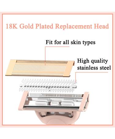 Rose Gold Plated Razor Replacement Heads - 2 Pack | For Flawless Nu and Finishing Touch Razors | Hair Remover Replacement Head with Covers for Women - Buy Online on GoSupps.com