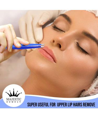 Majestic Bombay Slant Tweezers | Precision Surgical Tweezers for Ingrown Hair & Splinter Removal | Ideal for Facial & Eyebrow Grooming | Best Tweezers for Chin Hair & Plucking - Women & Men - Buy Online on GoSupps.com