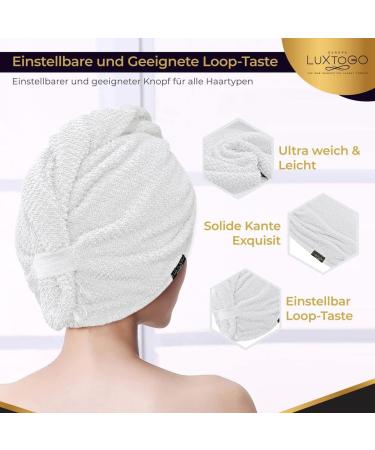 Buy LUXTOGO Fast Dry Hair Towel Turban - 100% Cotton Super Absorbent 2 Pcs White Checkered | International Shipping Available - Buy Online on GoSupps.com