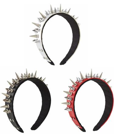 amangul Spiked Headband Gothic Tiaras Rivet Headband Rock Headband For Men Punk Headband Steampunk Leather Spiked Headpiece(White) - Buy Online on GoSupps.com
