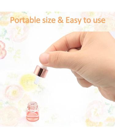 Alledomain 20Pcs 1Ml Rose Gold Glass Sample Dropper Bottles Empty Mini Bottles with Dropper Pipettes Aluminum Alloy Cap Refillable Sample Containers for Essential Oils Perfume Aromatherapy - Buy Online on GoSupps.com